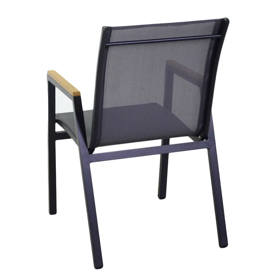 Aluminium and Textilene Armchair with Polywood Armrests - Diary Viadurini