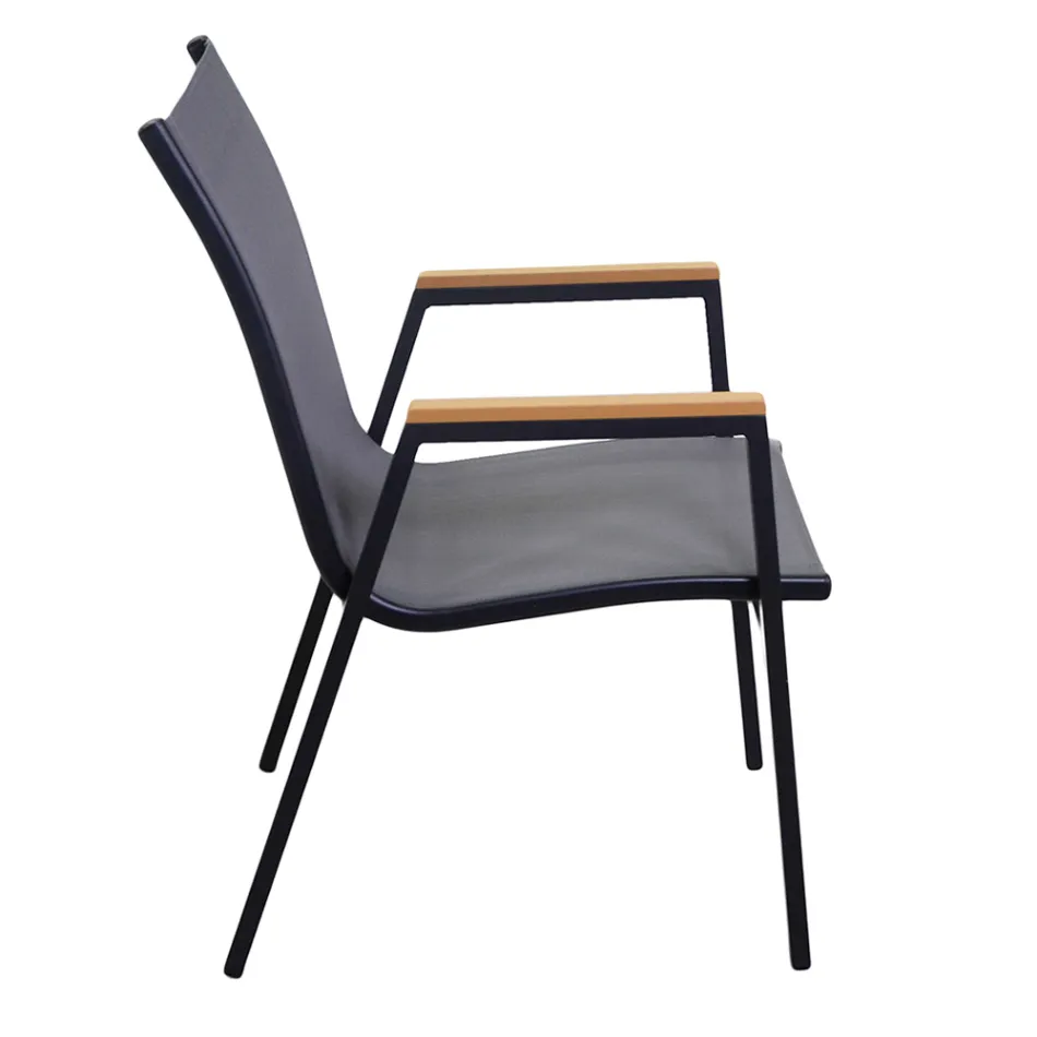 Aluminium and Textilene Armchair with Polywood Armrests - Diary Viadurini