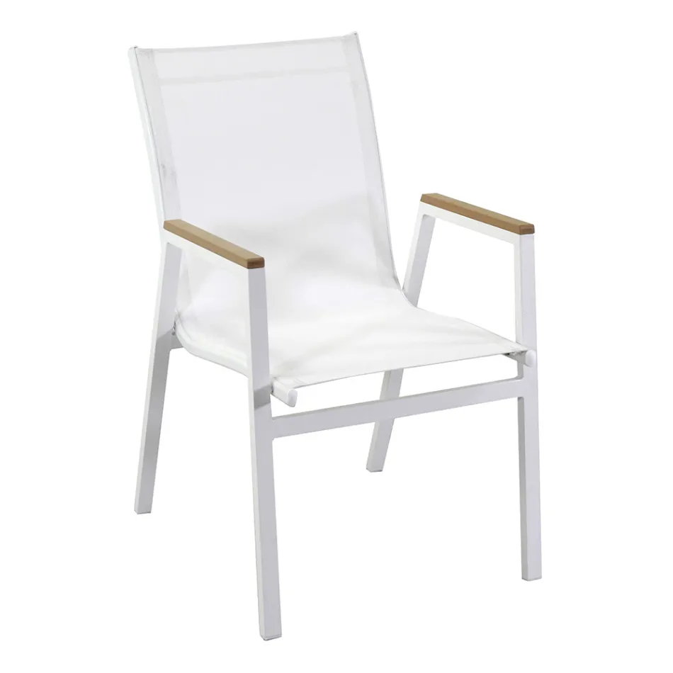 Aluminium and Textilene Armchair with Polywood Armrests - Diary Viadurini