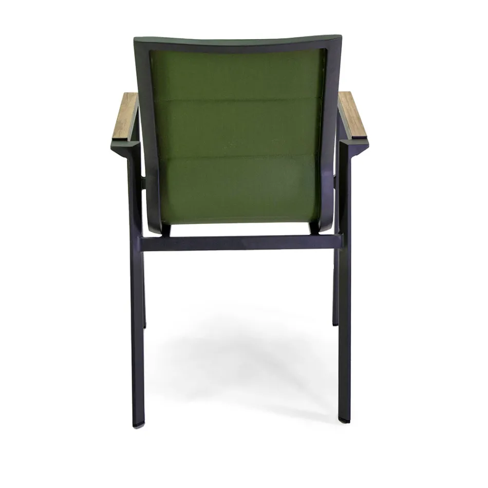 Armchair in Aluminum and Textilene with Insert in the Armrests in HPL - Righello Viadurini