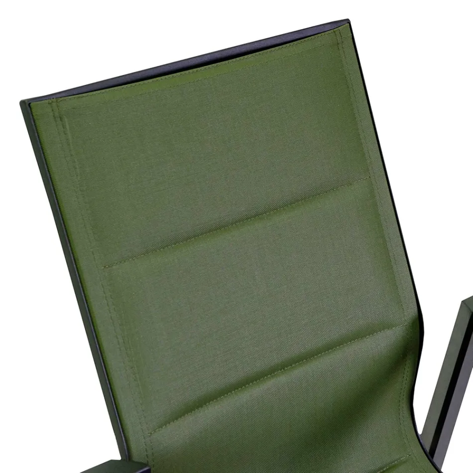 Armchair in Aluminum and Textilene with Insert in the Armrests in HPL - Righello Viadurini
