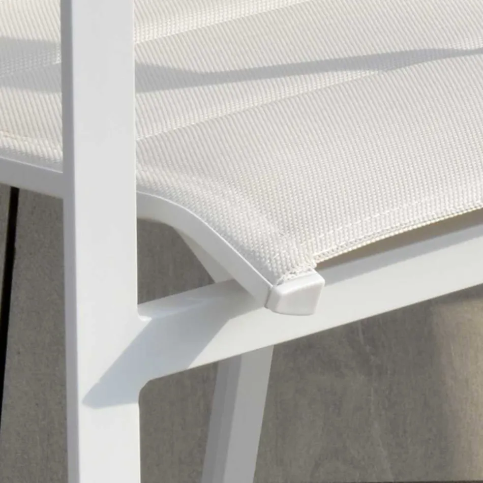 Armchair in Aluminum and Textilene with Insert in the Armrests in HPL - Righello Viadurini