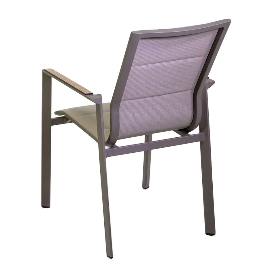 Armchair in Aluminum and Textilene with Insert in the Armrests in HPL - Righello Viadurini