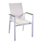 Armchair in Aluminum and Textilene with Insert in the Armrests in HPL - Righello Viadurini