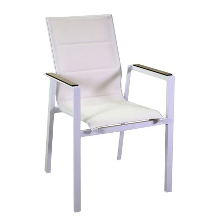 Armchair in Aluminum and Textilene with Insert in the Armrests in HPL - Righello Viadurini