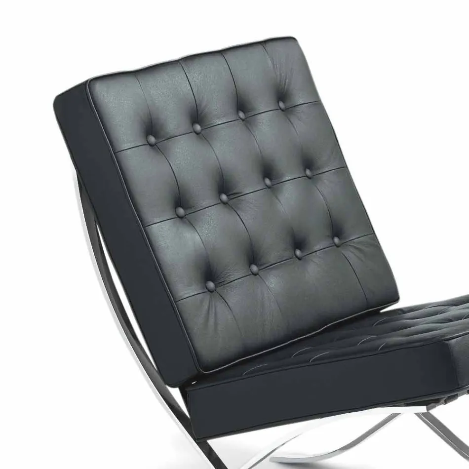 Morella armchair in eco-leather with buttons and chromed structure Viadurini