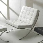 Morella armchair in eco-leather with buttons and chromed structure Viadurini