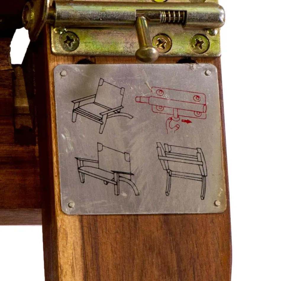 Armchair in Acacia Wood and Cotton/Polyester Blend Fabric - Bottega Viadurini