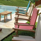 Armchair in Acacia Wood and Cotton/Polyester Blend Fabric - Bottega Viadurini