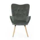 Design Armchair in Beech Wood and Green or Gray Velvet - Gilly Viadurini