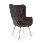 Design Armchair in Beech Wood and Green or Gray Velvet - Gilly Viadurini