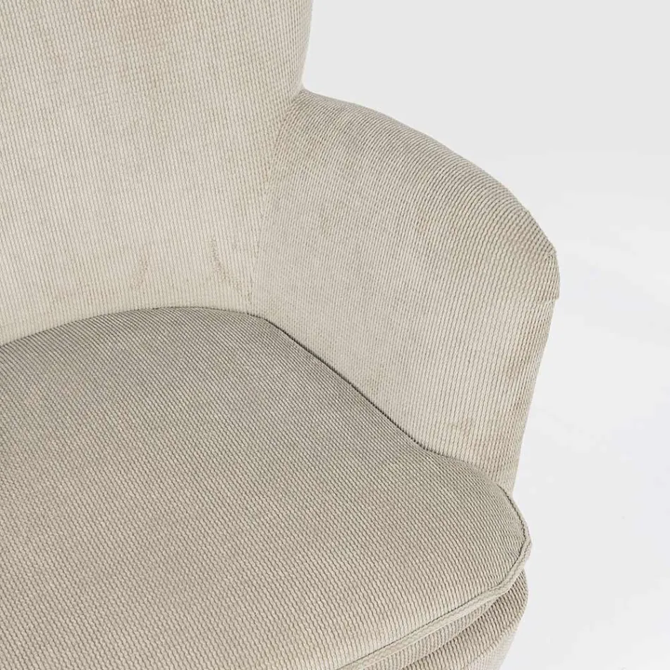 Pine Wood Armchair and Velvet Effect Seat Coste 4 Finishes - Molly Viadurini