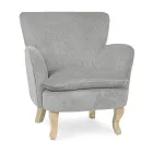Pine Wood Armchair and Velvet Effect Seat Coste 4 Finishes - Molly Viadurini