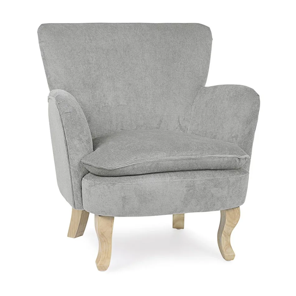Pine Wood Armchair and Velvet Effect Seat Coste 4 Finishes - Molly Viadurini