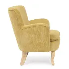 Pine Wood Armchair and Velvet Effect Seat Coste 4 Finishes - Molly Viadurini