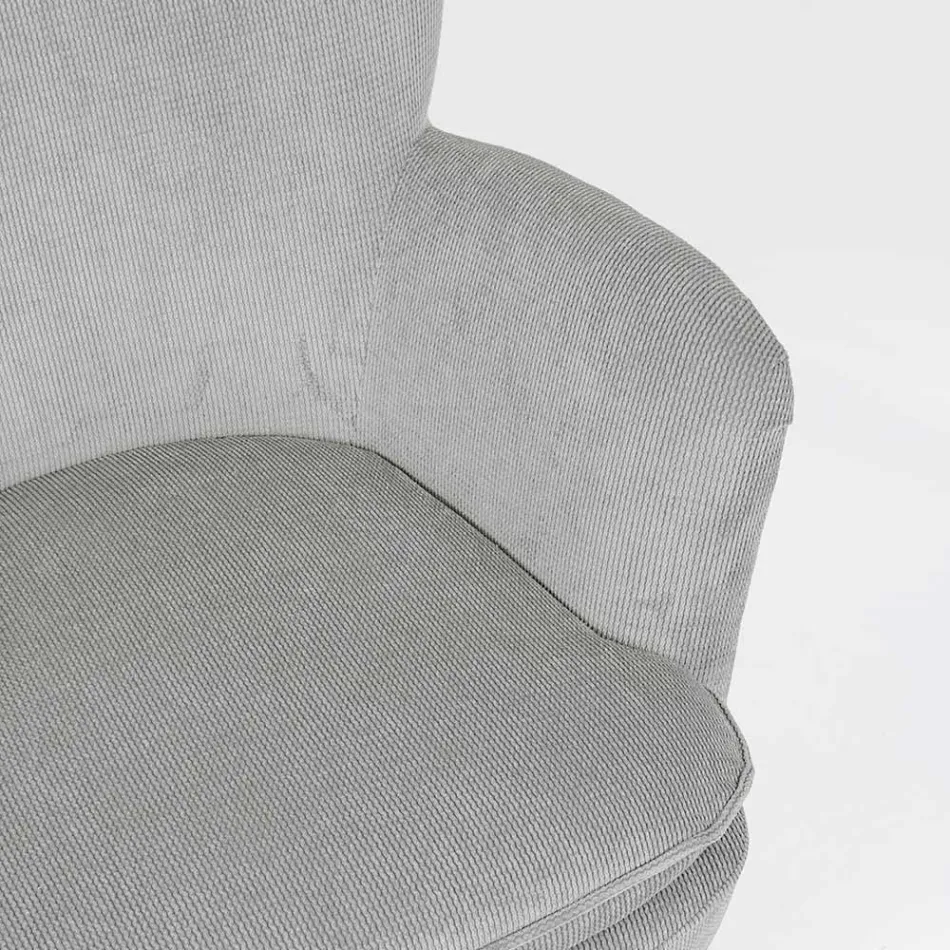 Pine Wood Armchair and Velvet Effect Seat Coste 4 Finishes - Molly Viadurini