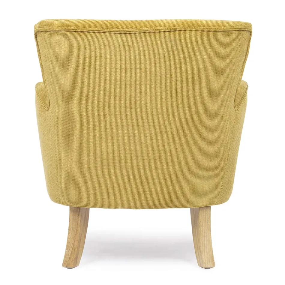 Pine Wood Armchair and Velvet Effect Seat Coste 4 Finishes - Molly Viadurini