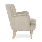 Pine Wood Armchair and Velvet Effect Seat Coste 4 Finishes - Molly Viadurini