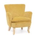 Pine Wood Armchair and Velvet Effect Seat Coste 4 Finishes - Molly