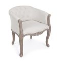 Wooden Armchair Seat in Natural Linen and Cotton Classic Design - Katen