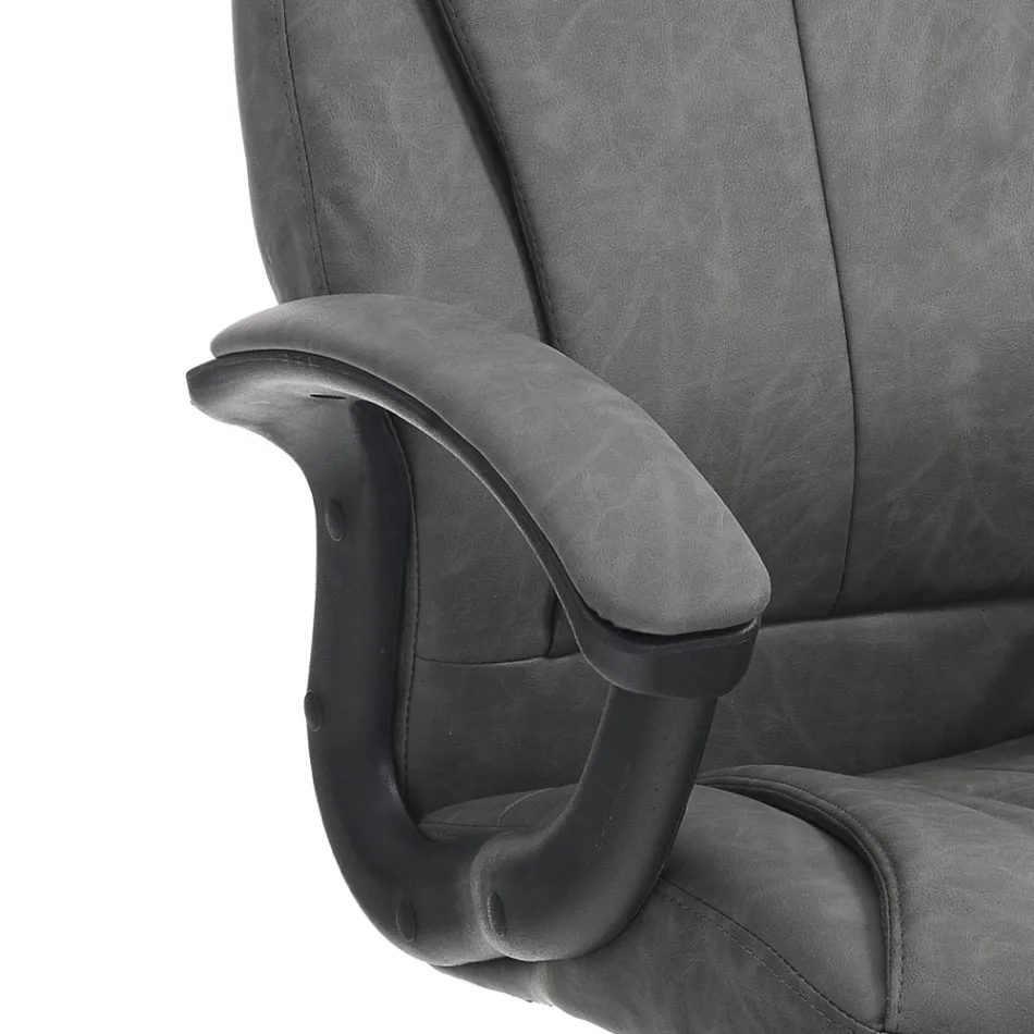 Armchair in Aged Effect Synthetic Leather - Rhodium Viadurini