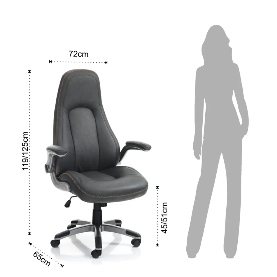 Armchair in Gray Synthetic Leather with Aged Effect - Renio Viadurini