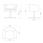 Fabric Armchair with Luxury Metal Swivel Base Made in Italy - Bergen Viadurini