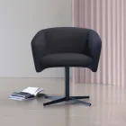 Fabric Armchair with Luxury Metal Swivel Base Made in Italy - Bergen Viadurini