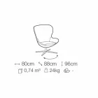 Fabric Armchair with Swivel Base in Precious Metal Made in Italy - Papaya Viadurini