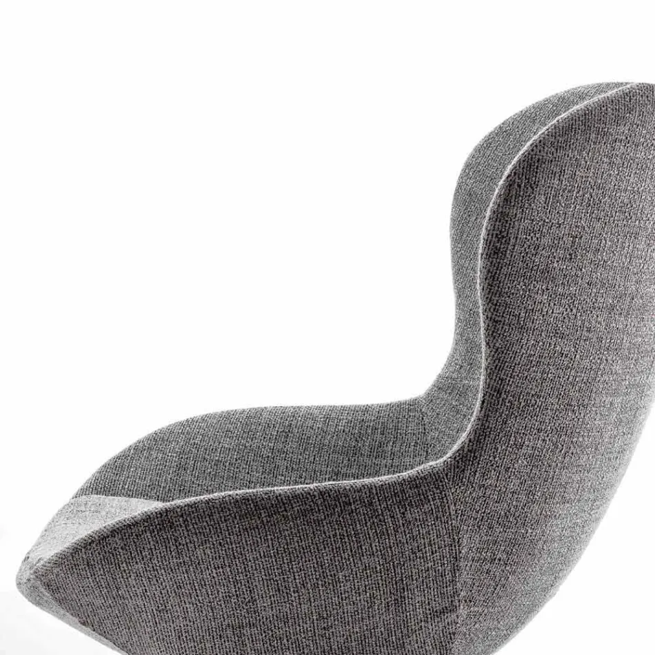 Fabric Armchair with Swivel Base in Precious Metal Made in Italy - Papaya Viadurini