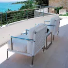 Modern Design Armchair in Steel and Black or White PVC for Outdoor - Ontario2 Viadurini