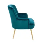 Modern Armchair in Steel and Velvet Effect Seat 3 Finishes - Matty Viadurini