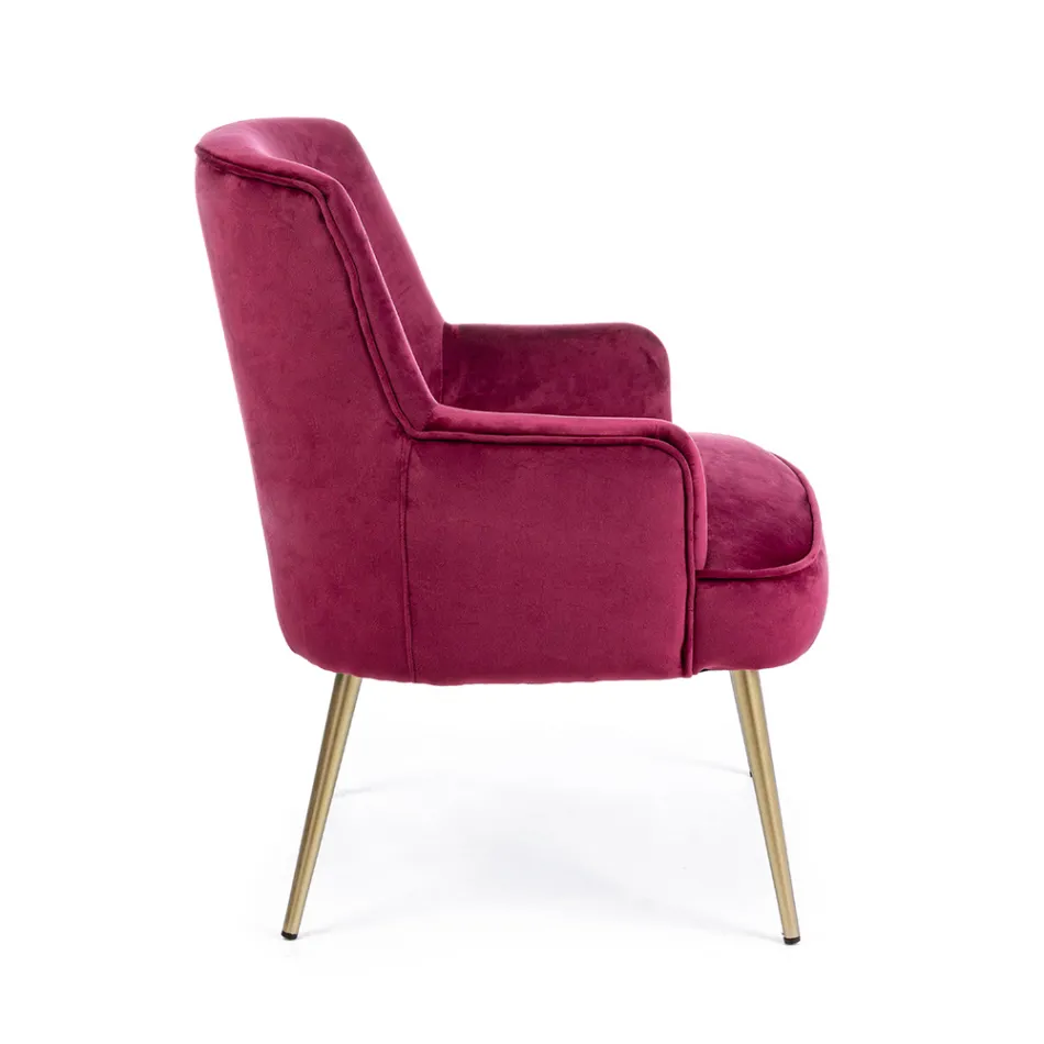 Modern Armchair in Steel and Velvet Effect Seat 3 Finishes - Matty Viadurini