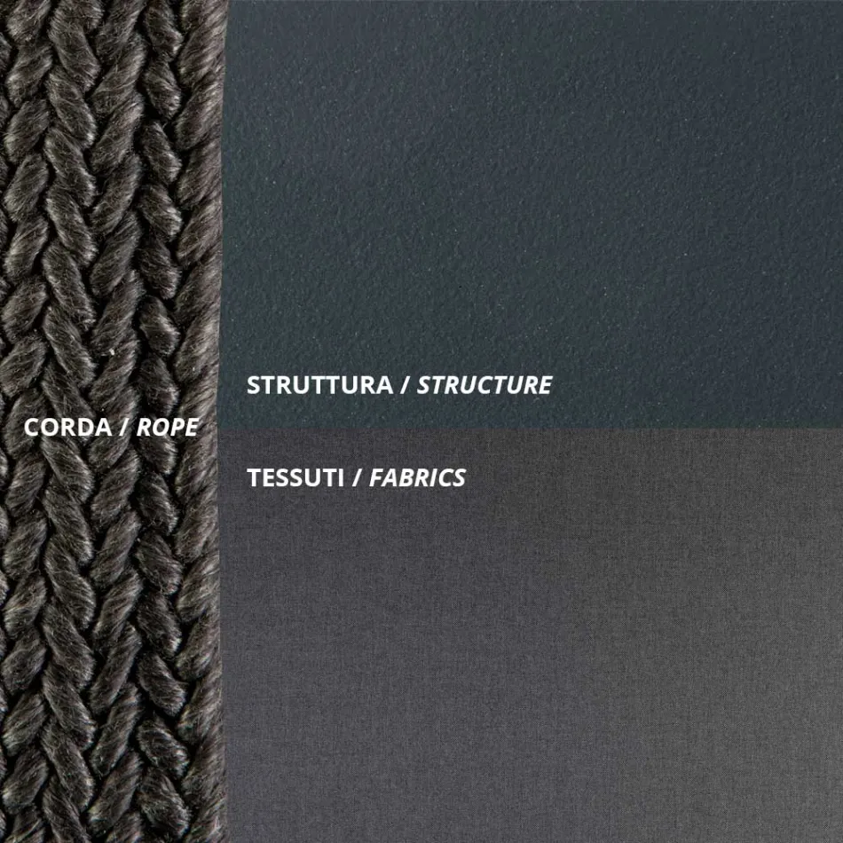 Outdoor Armchair in Steel and Rope with Cushions Made in Italy - Helga Viadurini