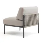 Outdoor Armchair in Galvanized Steel and Rope with Cushions Made in Italy - Helga Viadurini