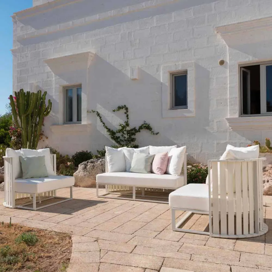 Outdoor Armchair in Aluminum and Luxury Design Ropes 3 Finishes - Julie Viadurini