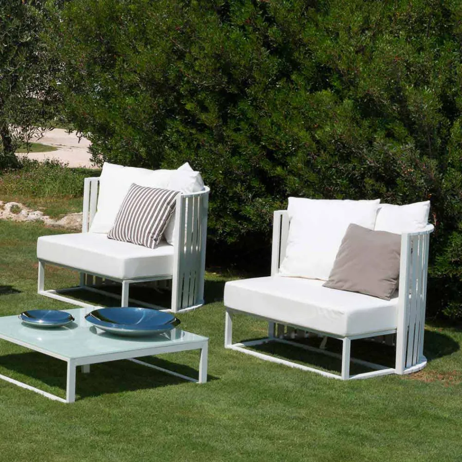 Outdoor Armchair in Aluminum and Luxury Design Ropes 3 Finishes - Julie Viadurini