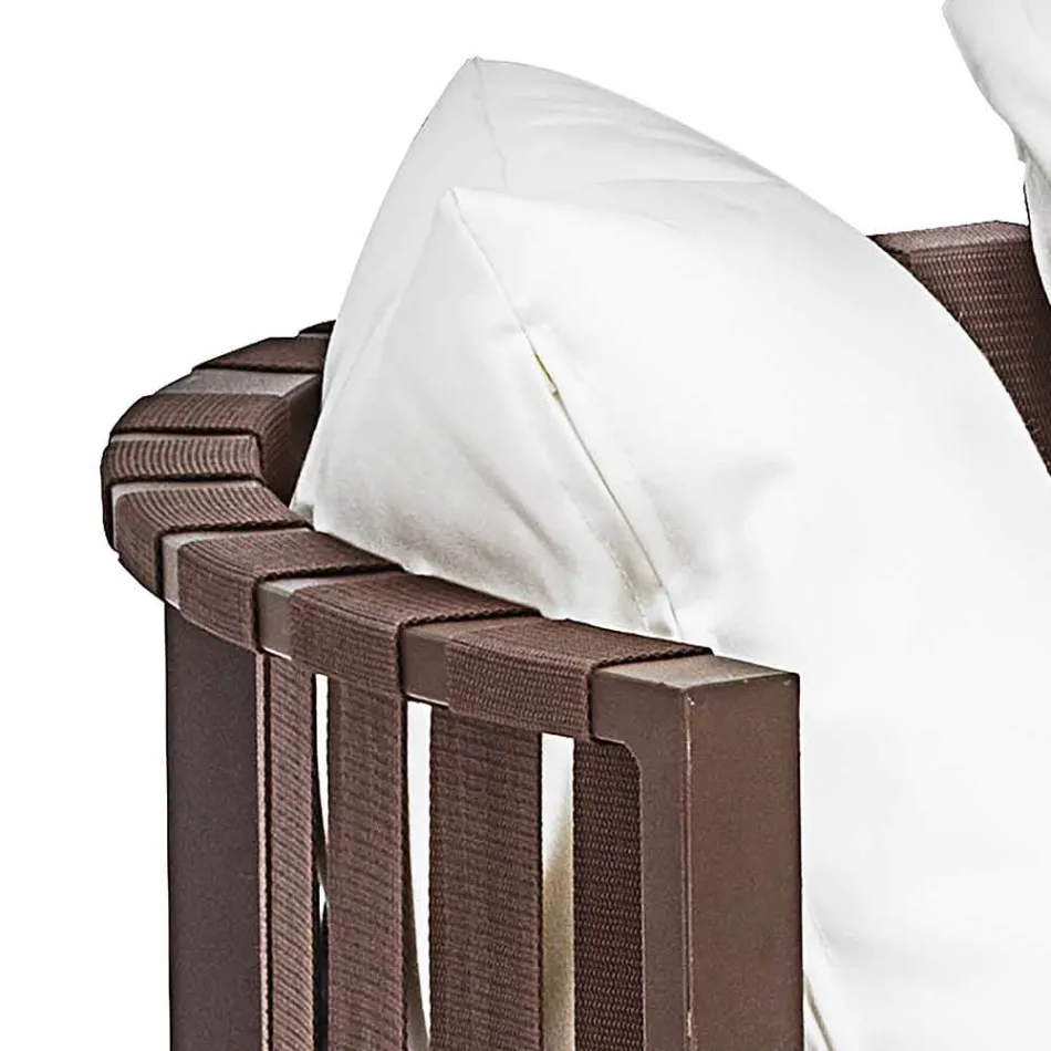 Outdoor Armchair in Aluminum and Luxury Design Ropes 3 Finishes - Julie Viadurini