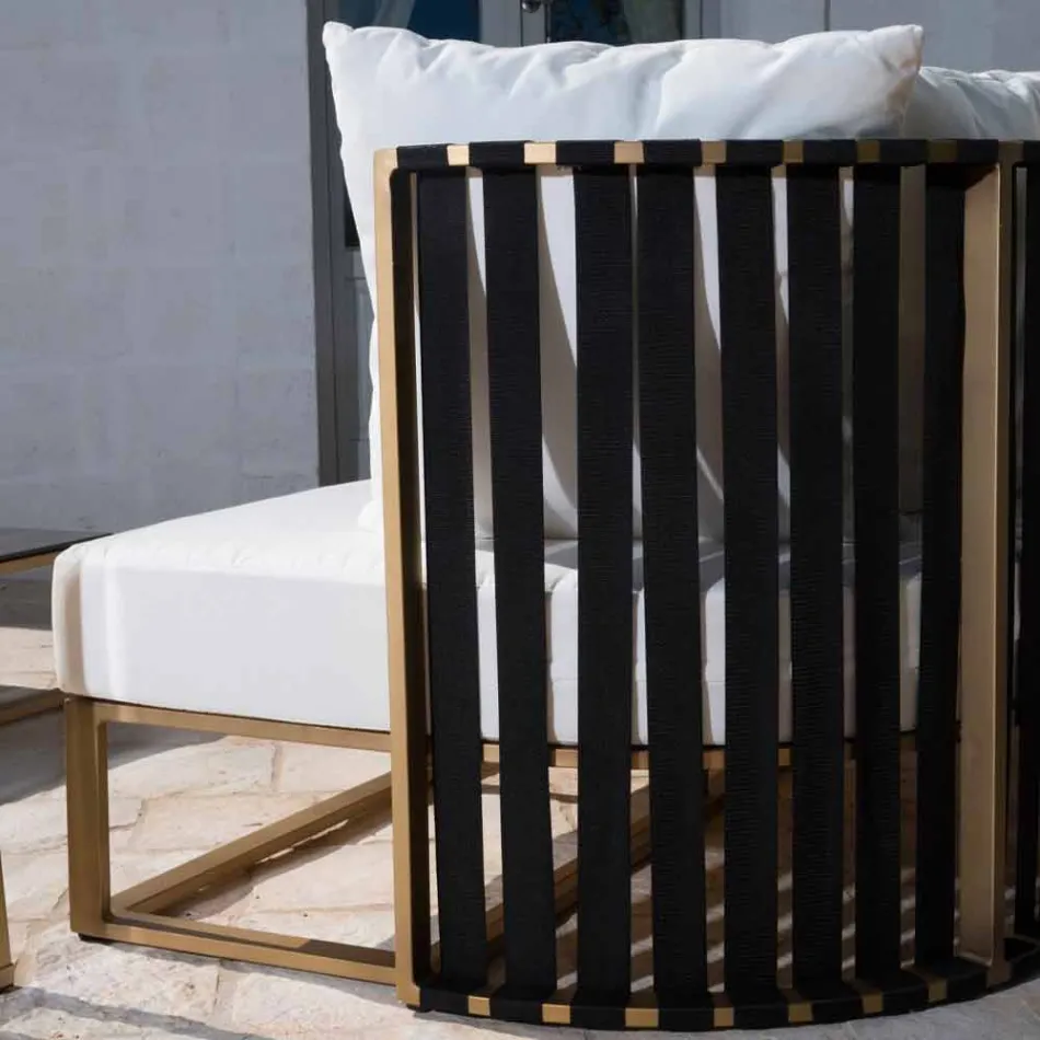 Outdoor Armchair in Aluminum and Luxury Design Ropes 3 Finishes - Julie Viadurini