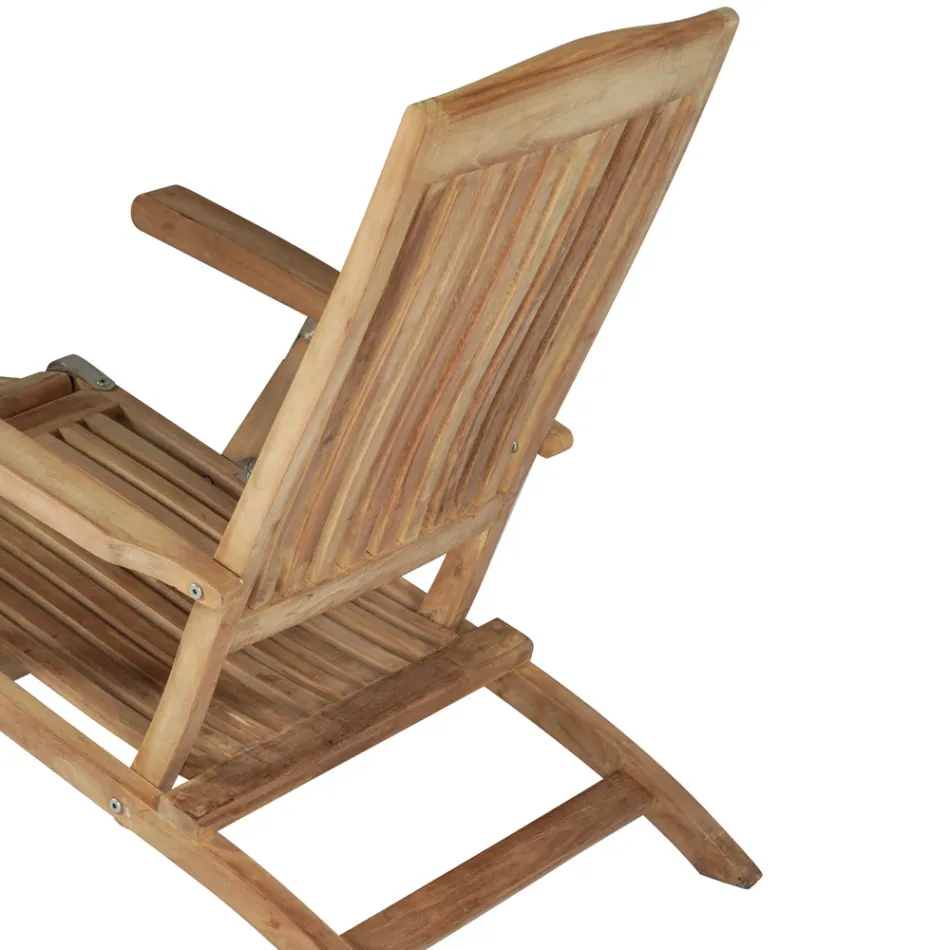 Reclining Garden Armchair Made of Teak Wood - Jade Viadurini