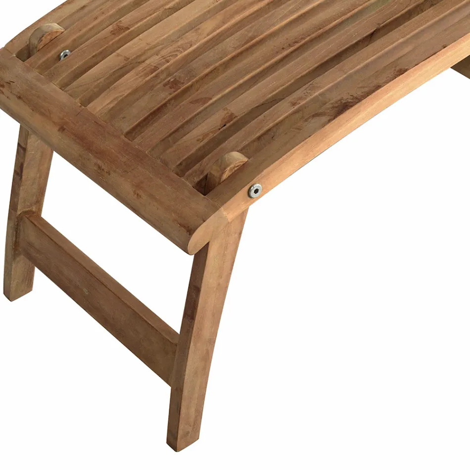 Reclining Garden Armchair Made of Teak Wood - Jade Viadurini