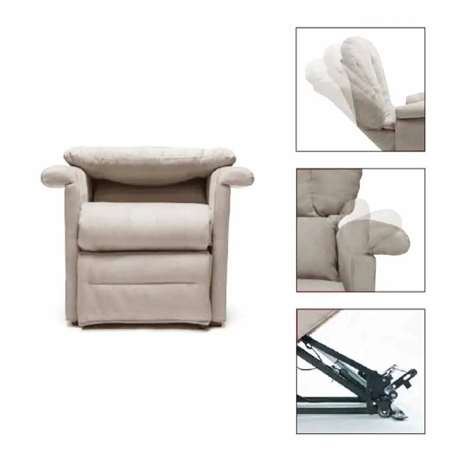 Lift Relax Reclining Armchair with 2 Motors with Wheels Made in Italy - Isabelle Viadurini