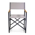 Director's Chair Made of Aluminum, Textilene and Teak Armrest - Tenda Viadurini