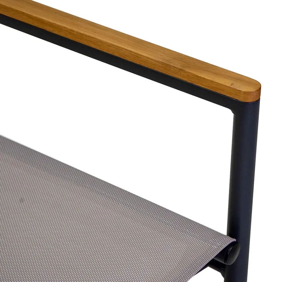 Director's Chair Made of Aluminum, Textilene and Teak Armrest - Tenda Viadurini