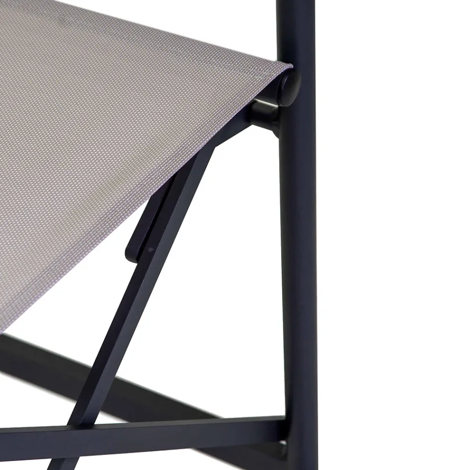 Director's Chair Made of Aluminum, Textilene and Teak Armrest - Tenda Viadurini