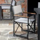 Director's Chair Made of Aluminum, Textilene and Teak Armrest - Tenda Viadurini