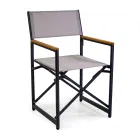 Director's Chair Made of Aluminum, Textilene and Teak Armrest - Tenda Viadurini