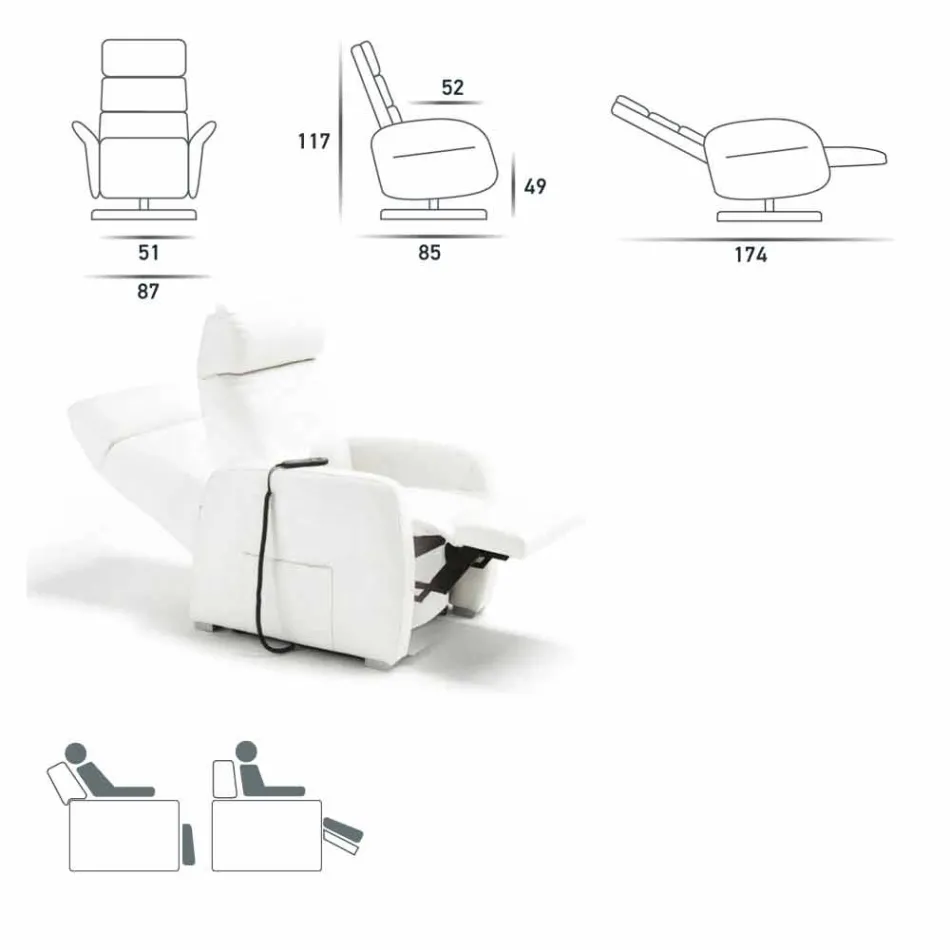 Swivel armchair Bluma with fabric/leather/faux leather upholstery Viadurini