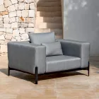 Relaxing Garden Armchair in Aluminum and Fabric, Design in 3 Finishes - Filomena Viadurini