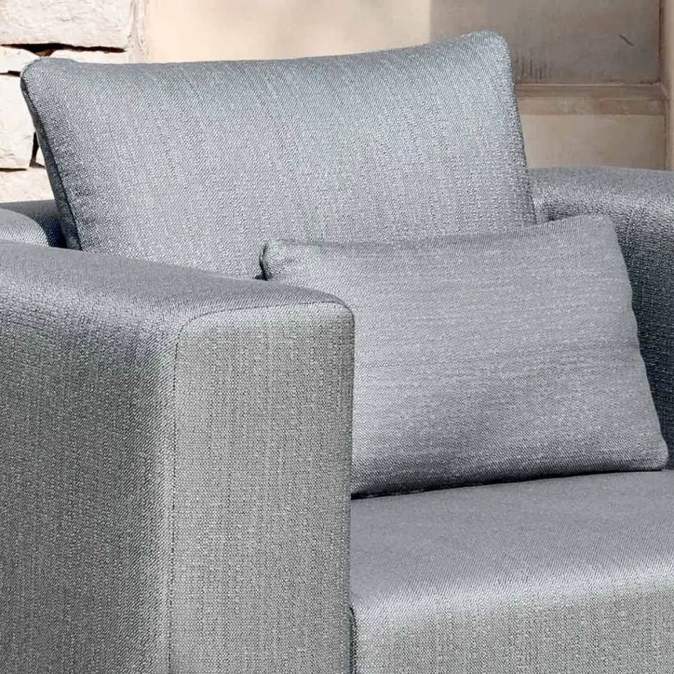 Relaxing Garden Armchair in Aluminum and Fabric, Design in 3 Finishes - Filomena Viadurini